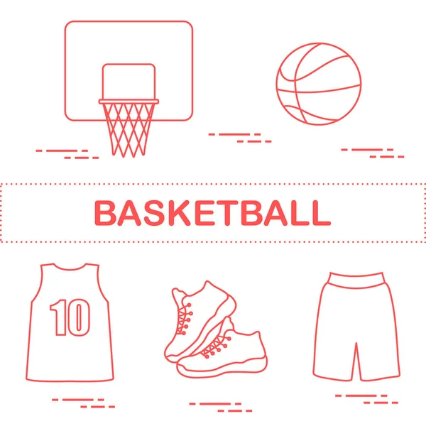 Uniforme Deportivo Equipamiento Para Baloncesto Cesta Baloncesto Camisa Zapatillas Pantalones — Archivo Imágenes Vectoriales