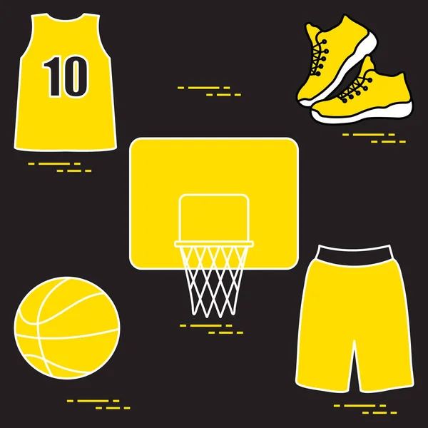 Uniforme Deportivo Equipamiento Para Baloncesto Cesta Baloncesto Camisa Zapatillas Pantalones — Archivo Imágenes Vectoriales