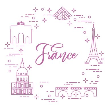 Paris'in ünlü binalar. Simgeler ve simge. Seyahat ve eğlence.
