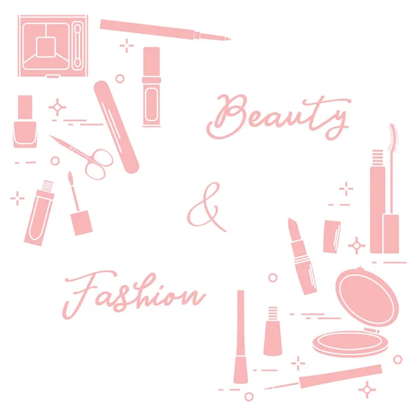 Cosmética Decorativa Accesorios Para Cuidado Uñas Estilo Moda Moda Glamour — Vector de stock