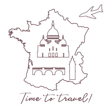 Fransa, köprü, kule, Bazilika, uçak Haritası. Seyahat ve eğlence.