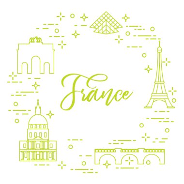 Paris'in ünlü binalar. Simgeler ve simge. Seyahat ve eğlence.
