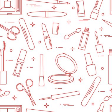 Seamless modeli Dekoratif kozmetik, tırnak bakımı için aksesuarlar. Glamour moda moda stil.