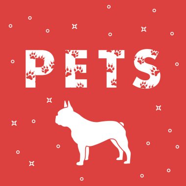 Yazıt: Evcil hayvan ve köpek. İletiyi izleri ile dekore edilmiştir. Cins köpekler Fransız buldozer.