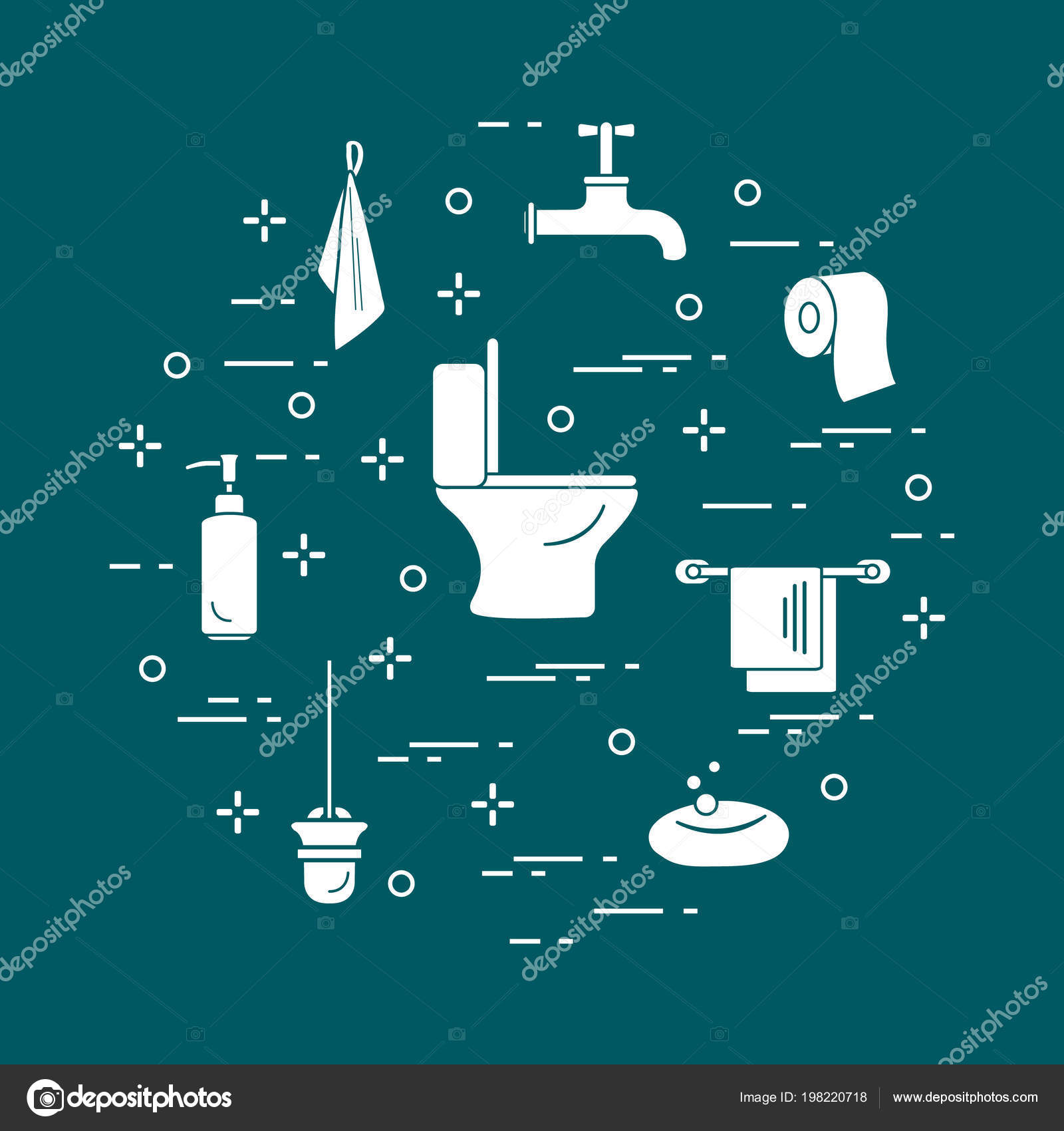 Toilet Bowl Toilet Paper Soap Dispenser Brush Toilet Bowl Soap Stock