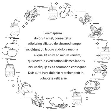 Smoothies ve güler yüzlü yapmak için malzemeler ile jar. Sağlıklı beslenme alışkanlıkları. Kolay pişirme işlemi.