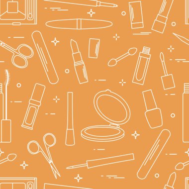 Seamless modeli Dekoratif kozmetik, tırnak bakımı için aksesuarlar. Glamour moda moda stil.