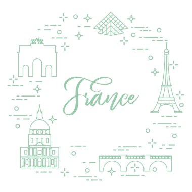 Paris'in ünlü binalar. Simgeler ve simge. Seyahat ve eğlence.