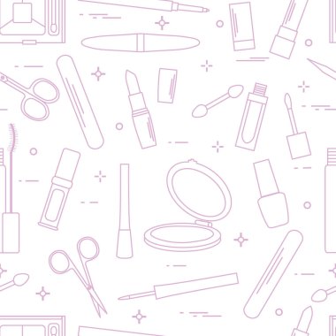 Seamless modeli Dekoratif kozmetik, tırnak bakımı için aksesuarlar. Glamour moda moda stil.