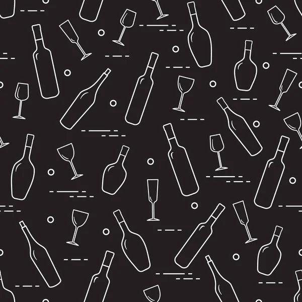 Seamless Pattern Wine Glasses Bottles Wine Wine Making Tasting Sommelier — Stock Vector