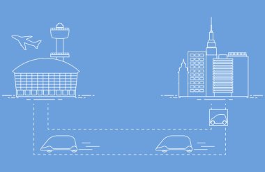 Yüksek hızlı ulaşım Havaalanı şehirden gelen yolcu. Bilimsel ve teknik ilerleme. Yeni teknoloji.