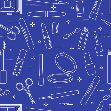 Seamless modeli Dekoratif kozmetik, tırnak bakımı için aksesuarlar. Glamour moda moda stil.