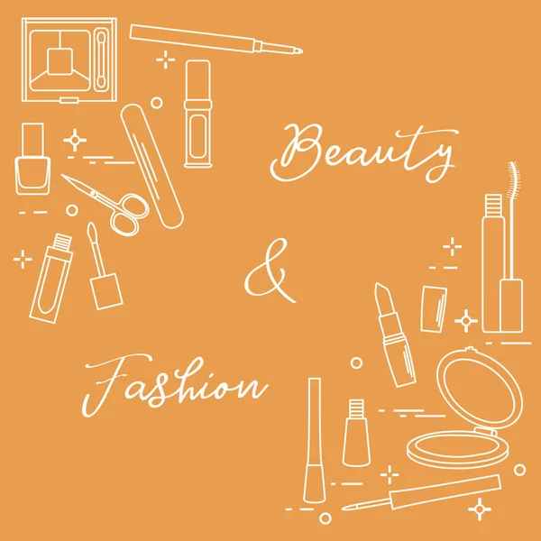 Cosmética Decorativa Accesorios Para Cuidado Uñas Estilo Moda Moda Glamour — Vector de stock