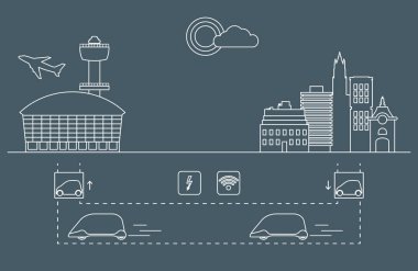 Yüksek hızlı ulaşım Havaalanı şehirden gelen yolcu. Bilimsel ve teknik ilerleme. Yeni teknoloji.