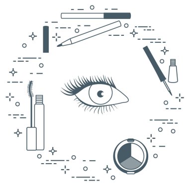 Göz makyajı. Dekoratif kozmetik. Glamour moda moda stil.