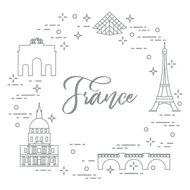 Paris'in ünlü binalar. Simgeler ve simge. Seyahat ve eğlence.