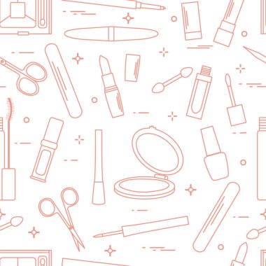 Seamless modeli Dekoratif kozmetik, tırnak bakımı için aksesuarlar. Glamour moda moda stil.