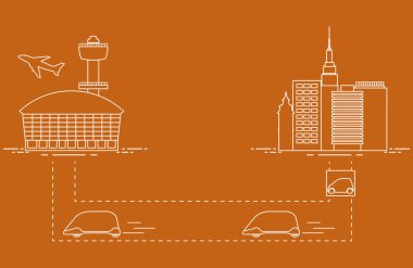 Yüksek hızlı ulaşım Havaalanı şehirden gelen yolcu. Bilimsel ve teknik ilerleme. Yeni teknoloji.