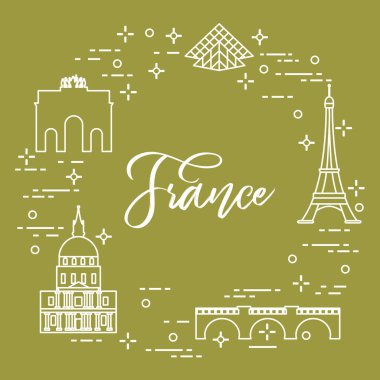 Paris'in ünlü binalar. Simgeler ve simge. Seyahat ve eğlence.