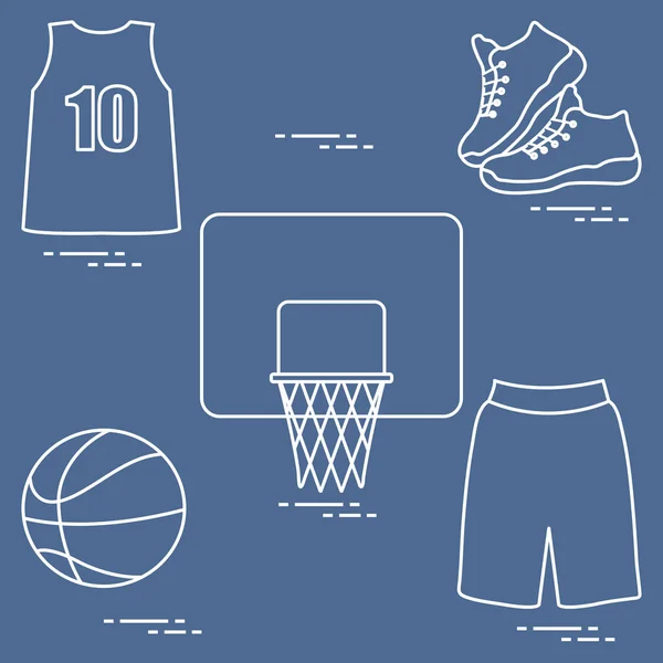 Uniforme Sport Équipement Pour Basket Basketball Panier Chemise Baskets Short — Image vectorielle