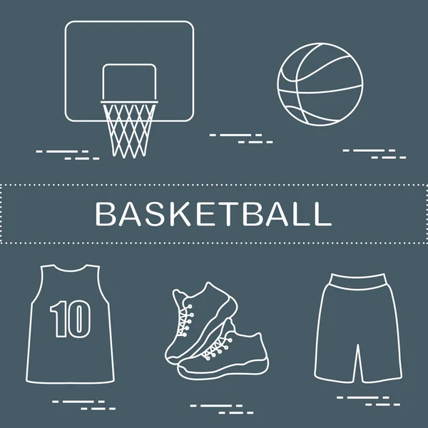 Uniforme Deportivo Equipamiento Para Baloncesto Cesta Baloncesto Camisa Zapatillas Pantalones — Archivo Imágenes Vectoriales