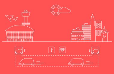 Yüksek hızlı ulaşım Havaalanı şehirden gelen yolcu. Bilimsel ve teknik ilerleme. Yeni teknoloji.