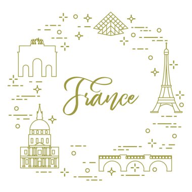 Paris'in ünlü binalar. Simgeler ve simge. Seyahat ve eğlence.