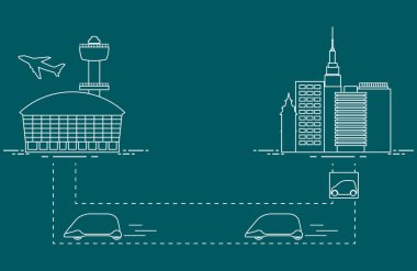 Yüksek hızlı ulaşım Havaalanı şehirden gelen yolcu. Bilimsel ve teknik ilerleme. Yeni teknoloji.