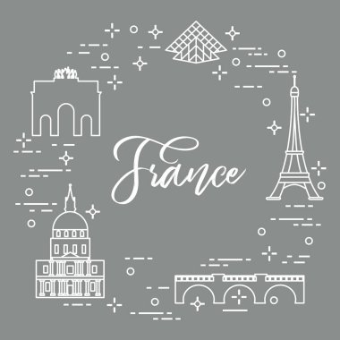 Paris'in ünlü binalar. Simgeler ve simge. Seyahat ve eğlence.