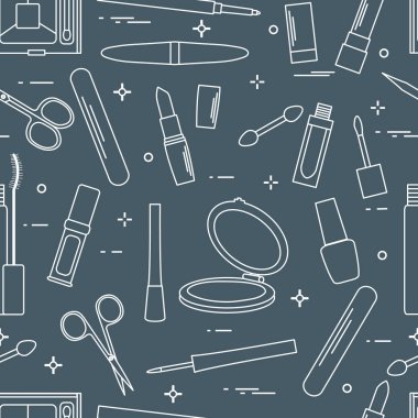 Seamless modeli Dekoratif kozmetik, tırnak bakımı için aksesuarlar. Glamour moda moda stil.