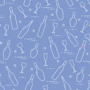 Dikişsiz desen şarap bardakları ve şarap şişeleri. Şarap yapma. Tatmak. Sommelier.