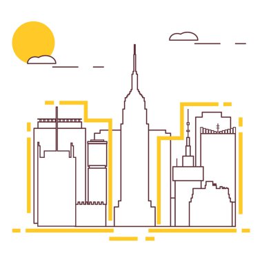 Bina ve gökdelenler. Şehir Manzaralı. Mimarisi. Seyahat ve eğlence.