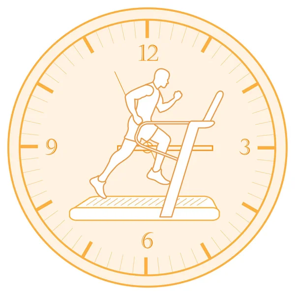 Homme Jogging Sur Tapis Roulant Horloge Mode Vie Sain Activité — Image vectorielle