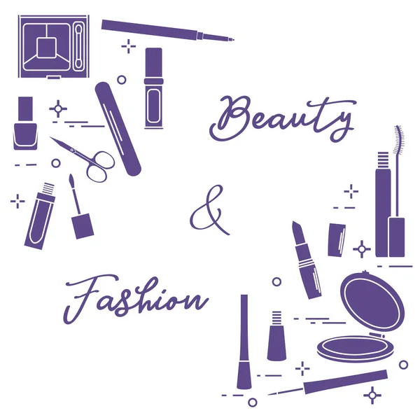 Cosmética Decorativa Accesorios Para Cuidado Uñas Estilo Moda Moda Glamour — Vector de stock