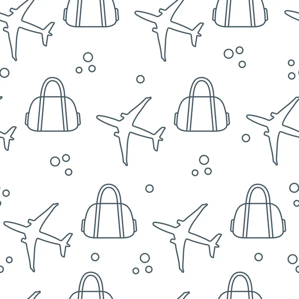 Uçaklar ve çantaları ile Seamless modeli. Tasarım poster ya da baskı için.