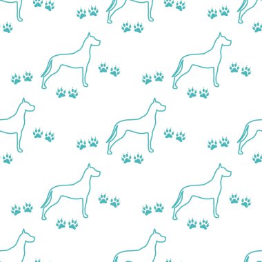 Köpek ve köpek ile Seamless modeli izler. Hayvan desen.