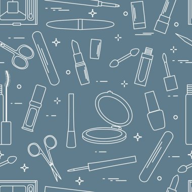 Seamless modeli Dekoratif kozmetik, tırnak bakımı için aksesuarlar. Glamour moda moda stil.