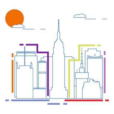 Bina ve gökdelenler. Şehir Manzaralı. Mimarisi. Seyahat ve eğlence.