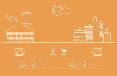 Yüksek hızlı ulaşım Havaalanı şehirden gelen yolcu. Bilimsel ve teknik ilerleme. Yeni teknoloji.