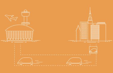 Yüksek hızlı ulaşım Havaalanı şehirden gelen yolcu. Bilimsel ve teknik ilerleme. Yeni teknoloji.