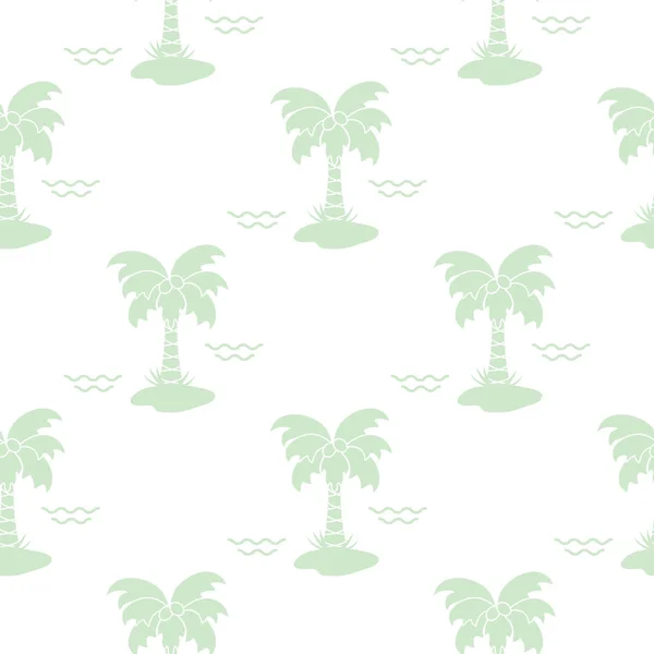 Бесшовный Рисунок Пальмами Кокосами Волнами Дизайн Открытки Приглашения Баннера — стоковый вектор