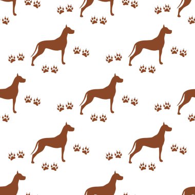 Köpek ve köpek ile Seamless modeli izler. Hayvan desen.