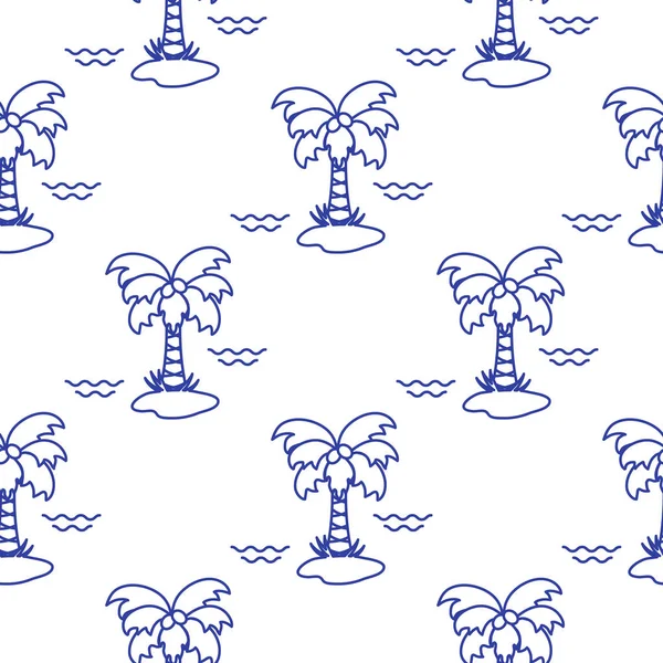 Palmiye ağaçları, hindistancevizi ve dalgalar ile Seamless modeli. Tasarım kartpostal, davet, afiş için.
