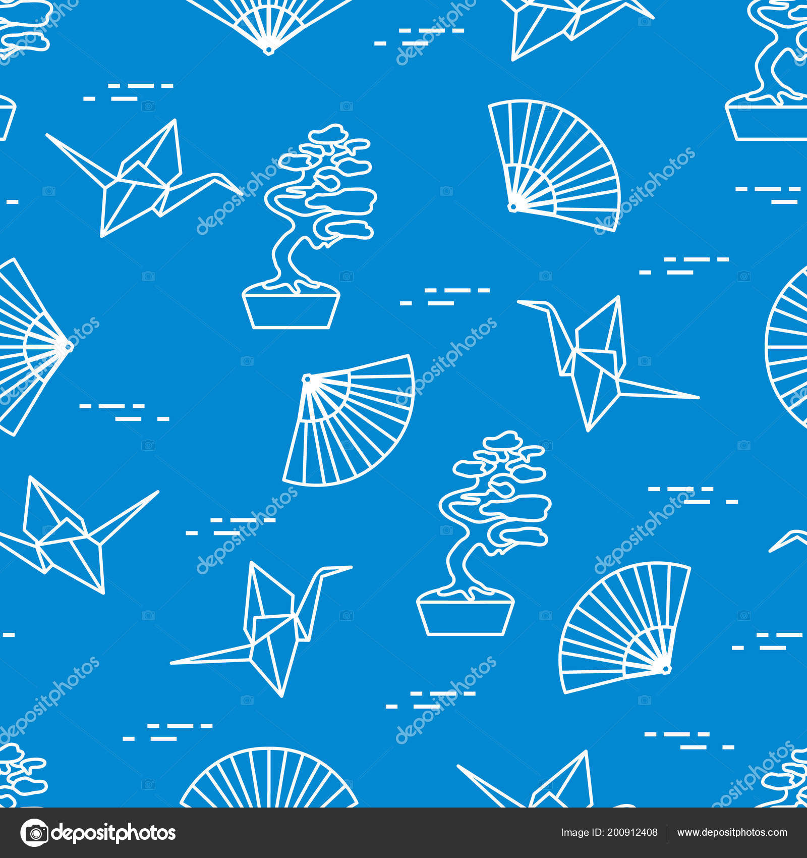 Seamless Pattern Bonsai Trees Origami Paper Cranes Fans Travel Leisure Seamless Pattern Bonsai Trees Origami Paper Cranes Fans Travel Leisure