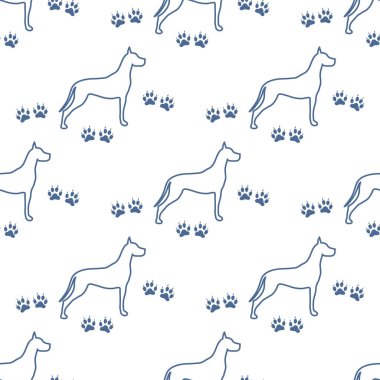 Köpek ve köpek ile Seamless modeli izler. Hayvan desen.