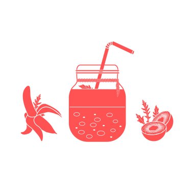 Smoothies ve güler yüzlü yapmak için malzemeler ile jar. Sağlıklı beslenme alışkanlıkları. Kolay pişirme işlemi.