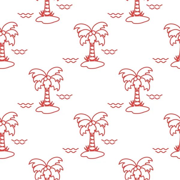 Palmiye ağaçları, hindistancevizi ve dalgalar ile Seamless modeli. Tasarım kartpostal, davet, afiş için.