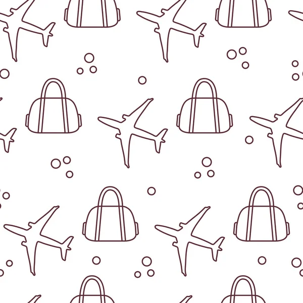 Uçaklar ve çantaları ile Seamless modeli. Tasarım poster ya da baskı için.