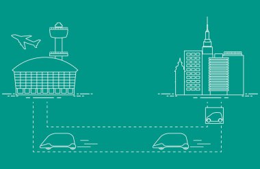 Yüksek hızlı ulaşım Havaalanı şehirden gelen yolcu. Bilimsel ve teknik ilerleme. Yeni teknoloji.