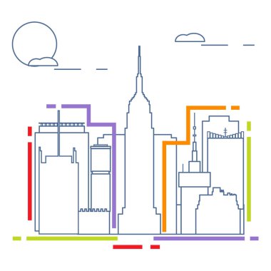 Bina ve gökdelenler. Şehir Manzaralı. Mimarisi. Seyahat ve eğlence.